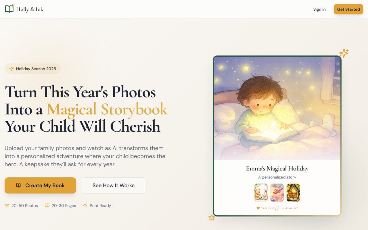 The Holly & Ink personalized children's storybook app.